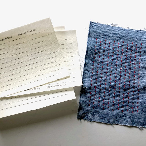 Simple Lined Sashiko Style Mending Patterns