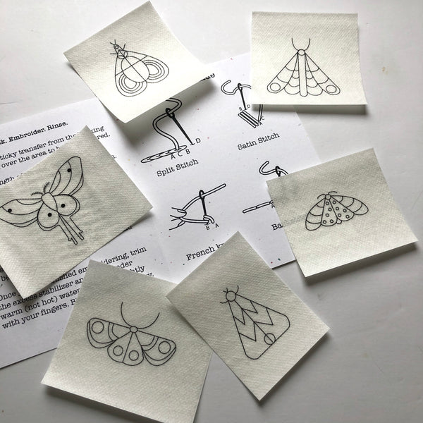 DIY Moth Mending Embroidery Stick-On Wash Off Transfers