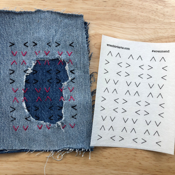 Washable Mending Transfers Set #6 Pink Cat Transfer Patterns