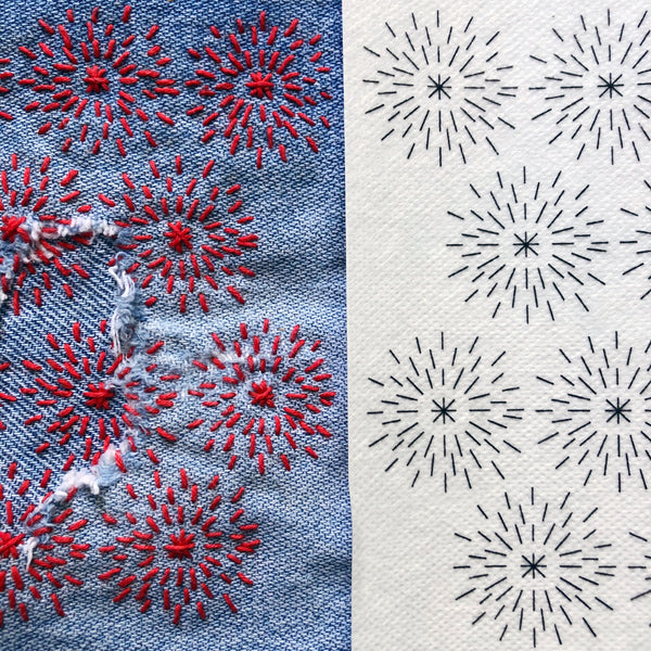 Washable Mending Transfers #3 Yellow Visible Mending Patterns