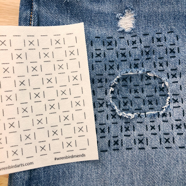 Washable Mending Transfers #4 Green Visible Mending Templates