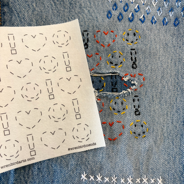 Washable Visible Mending Transfers Emoji Yellow #12 Patterns