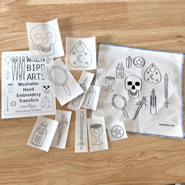 Witchy Washable Embroidery Transfer Set