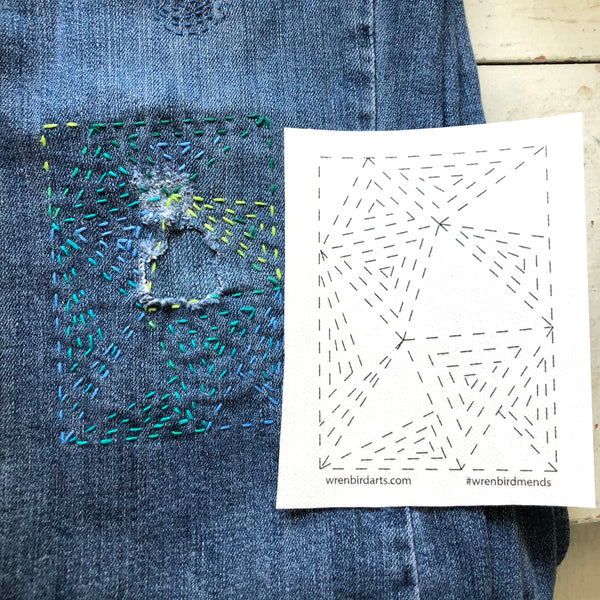 Washable Mending Transfers #4 Green Visible Mending Templates