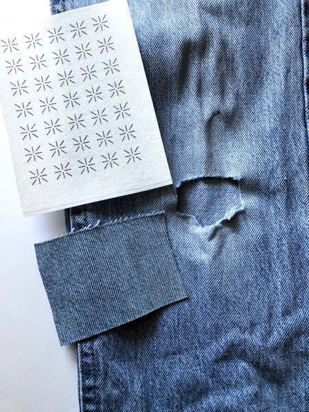 Washable Mending Transfers #1 Blue Sashiko Patterns for Visible Mending